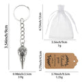 Silver Ornate Bird Skull Metal Keychain Chain Pendant view 2
