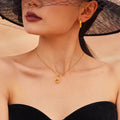 Gold Open Wire Heart Pendant Stainless Steel Chain Necklace view 3