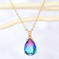Gold Tone Faceted Teardrop Crystal Pendant Necklaces in Five Colors view 5