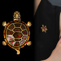 Black Gold Tone Sea Turtle Enamel Two Designs Metal Brooch Pin view 4