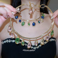 Gold Tone Collar Necklaces With Multicolor Teardrop Crystals view 1