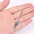 Silver Ornate Bird Skull Metal Keychain Chain Pendant view 3