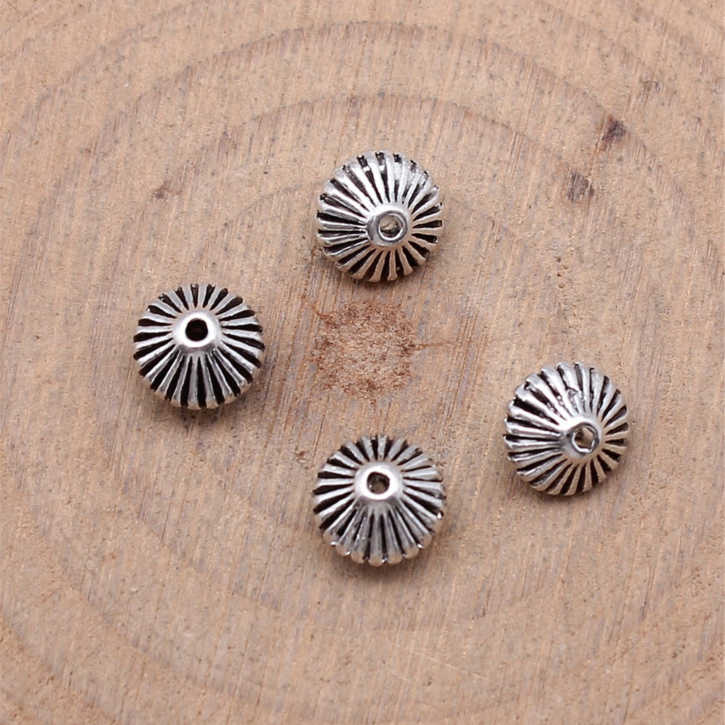 7.2x7.2x5.4mm 0.67g Antique Silver Zinc Alloy Carved Cone Spacer Double Sided Beads for Bracelet Necklace DIY Jewelry Ma