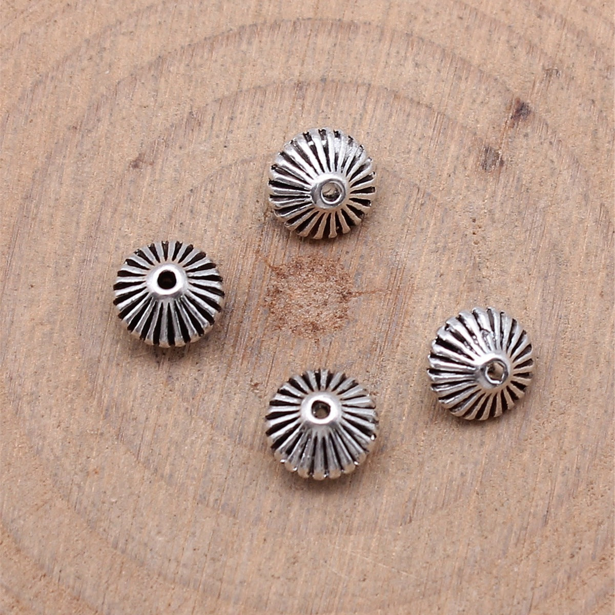 7.2x7.2x5.4mm 0.67g Antique Silver Zinc Alloy Carved Cone Spacer Double Sided Beads for Bracelet Necklace DIY Jewelry Ma