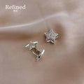 Silver Star Pave Clear Stone Huggie Ear Buckle Earrings view 2