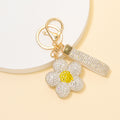 Rhinestone Flower Keychain Daisy Charm Gold Hardware view 9