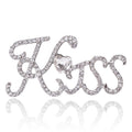 Crystal Kiss Script Brooch Clear Heart Center Gold Silver view 1