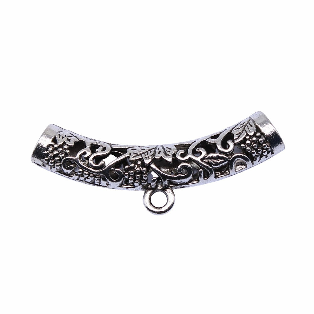 47x22mm 6.7g Antique Silver Zinc Alloy Hollow Curved Tube Bead Connector Bead for Bracelet Making