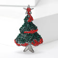Rhinestone Christmas Tree Brooch Star Top Red Or Teal Accents view 6