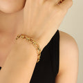 Geometric Oval Link Chain Bracelet Gold Steel Tone view 1