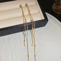 Long Crystal Chain Threader Earrings in Two Finishes view 6