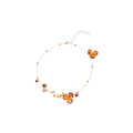 Gold Amber Acrylic Flower Necklace Crystal Bead Accents view 5
