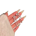 Silver Crystal Pearl Linear Tassel Drop Earrings For Women view 3