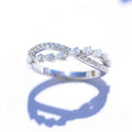 Silver Tone Crossed Teardrop CZ Pavé Ring Band Sizes 6-10 view 2