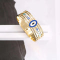 Gold Tone Evil Eye Adjustable Cuff Bracelets in Three Styles view 3