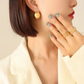 Chunky Hollow Crescent Hinge Hoop Earrings Gold Steel view 6