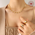 Herringbone Chain Baguette Zircon Drop Necklace Gold Steel view 3