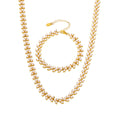 Imitation Pearl Heart Link Necklace Bracelet Gold Steel view 5