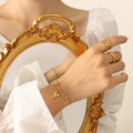 Adjustable Slider Heart Pendant Bracelet Gold Tone view 1
