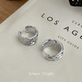 Silver Wave Liquid Finish Thick Hoop Earrings Pair view 1