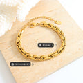 Chunky Curb Link Bracelet Adjustable Gold or Steel Tone view 2