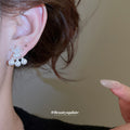 Silver Tone Star Stud Earrings With Pearl Clusters view 3