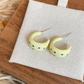 Colorful Polka Dot Half Hoop Stud Earrings Statement Jewelry view 7