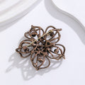 Red Silver Tone Flower Crystal Metal Brooch Pin 5 cm view 3