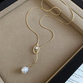 Pearl Drop and Loop Pendant Necklace Statement Fashion Jewelry view 7