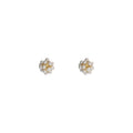 Gold Tone Mini White Pearl Cluster Flower Stud Earrings view 5