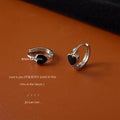 Silver Black Heart Enamel Huggie Hoop Earrings Pair view 6