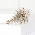 Antique Gold Christmas Tree Multicolor Rhinestone Brooch view 3