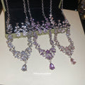 Floral Crystal Necklace and Stud Earring Jewelry Set view 3