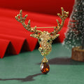 Rhinestone Deer Head Brooch Teardrop Crystal Pendant Alloy view 1