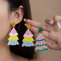 Pastel Layered Holiday Tree Stud Earrings in Two Styles view 1