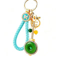 Round Jade Look Pipa Keychains in Red and Green Color Options view 5