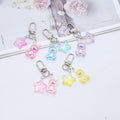 Iridescent Transparent Bunny and Star Clip Keychains in Five Colors view 2