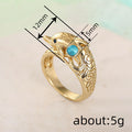 Blue Stone Dolphin Ornate Statement Ring In Polished Gold Tone view 4