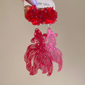 Red and Pink Cutout Fish Floral Stud Earrings with Polished Details view 6