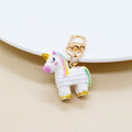 White Resin Unicorn Keychain Rainbow Mane Gold Clasp view 2