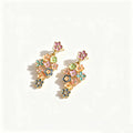 Colorful Painted Flower Cascade Gold Tone Stud Earrings view 5