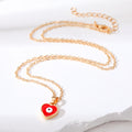 Gold Tone Heart Evil Eye Pendant Necklaces in Four Colors view 2