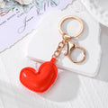 Puffy Leather Heart Keychains Lobster Clasp 10 Colors view 2