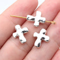 14x12x3.7mm 1.2g Antique Silver Zinc Alloy Hammered Cross Spacer Beads for Bracelet Necklace DIY Making