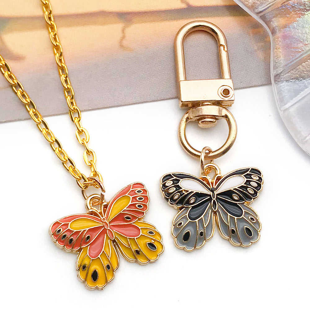 Two Tone Enamel Zinc Alloy Butterfly Charm Pendant for DIY Earrings Bracelet