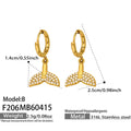 Crystal Whale Tail Hoop Earrings in Gold and Silver Tone view 9