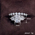 Silver-Tone Three-Piece Rectangular Solitaire Ring Set view 5