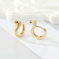 Gold and Silver Tone Sculpted Cobra Huggie Earrings view 6