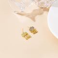 Gold Rhinestone Cloud Stud Earrings Crystal Metal Drops view 4