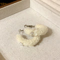 Fluffy Hoop Earrings With Snowflake Accents in Three Colors view 4